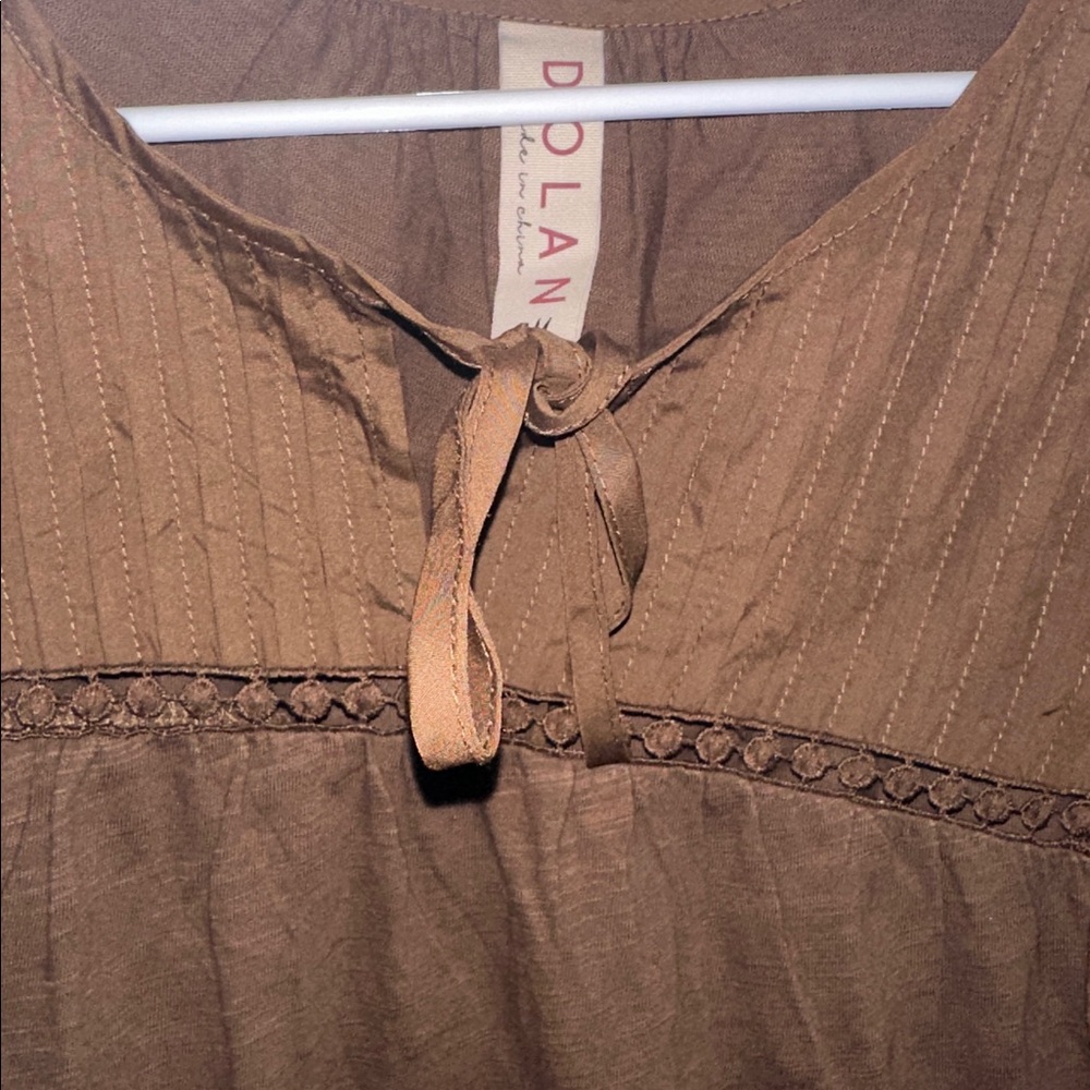 Chocolate Ruffled Blouse - Picture 4 of 6